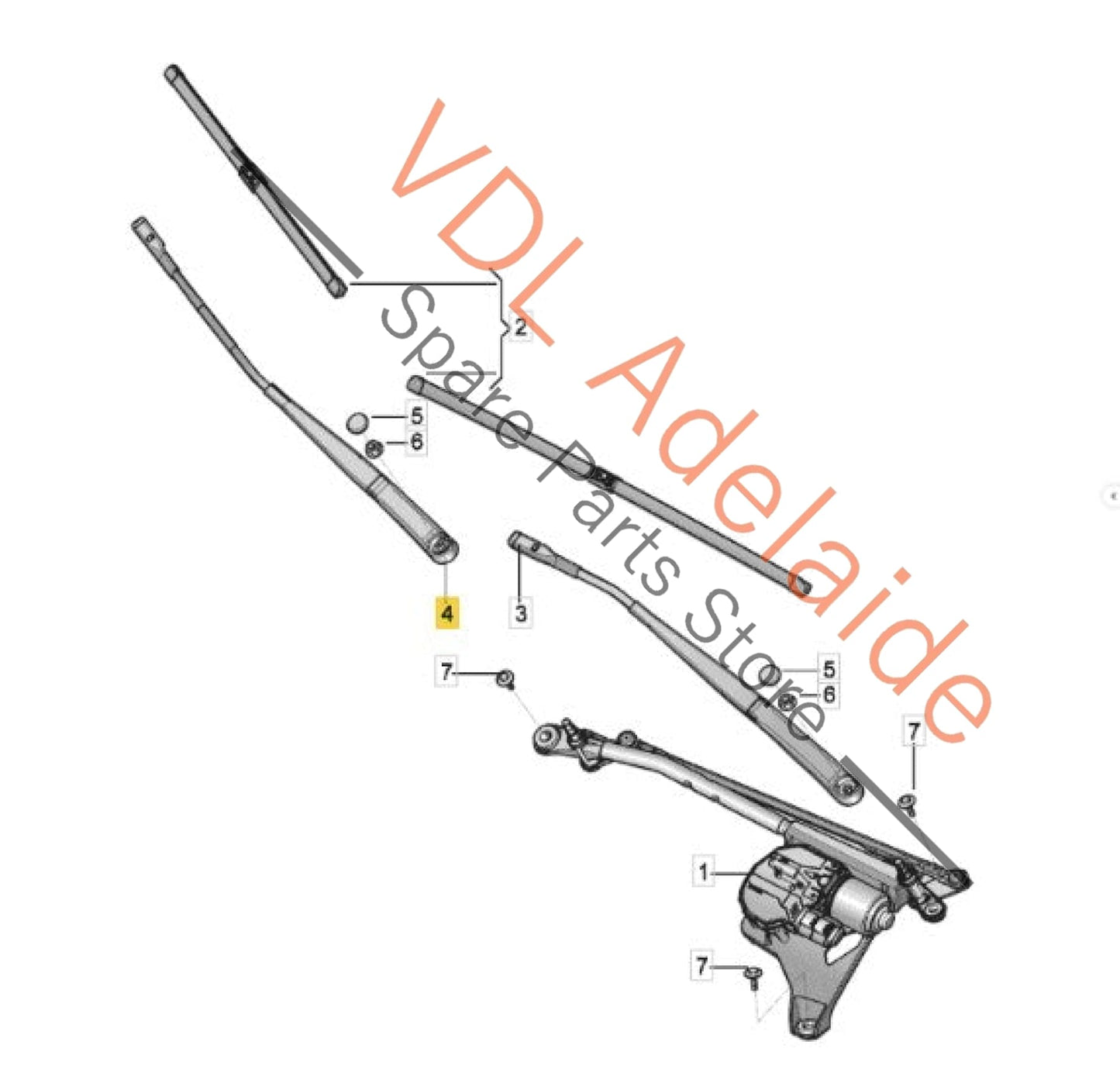 4M2955408   Audi Q7 Bentley Bentayga Windscreen Wiper Arm Right RHS for RHD 4M2955408