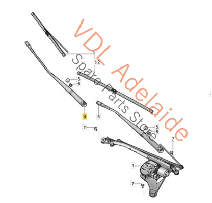 4M2955408   Audi Q7 Bentley Bentayga Windscreen Wiper Arm Right RHS for RHD 4M2955408