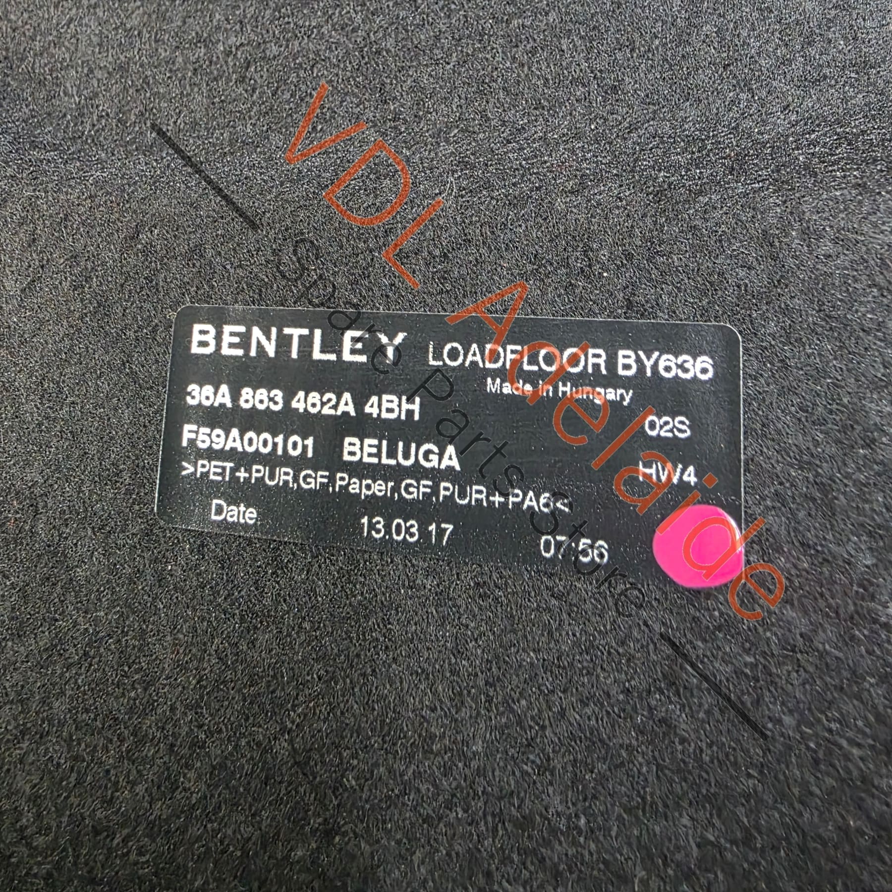 36A863462A4BH   Bentley Bentayga Cargo Floor Panel Carpet Beluga 36A863462A 4BH