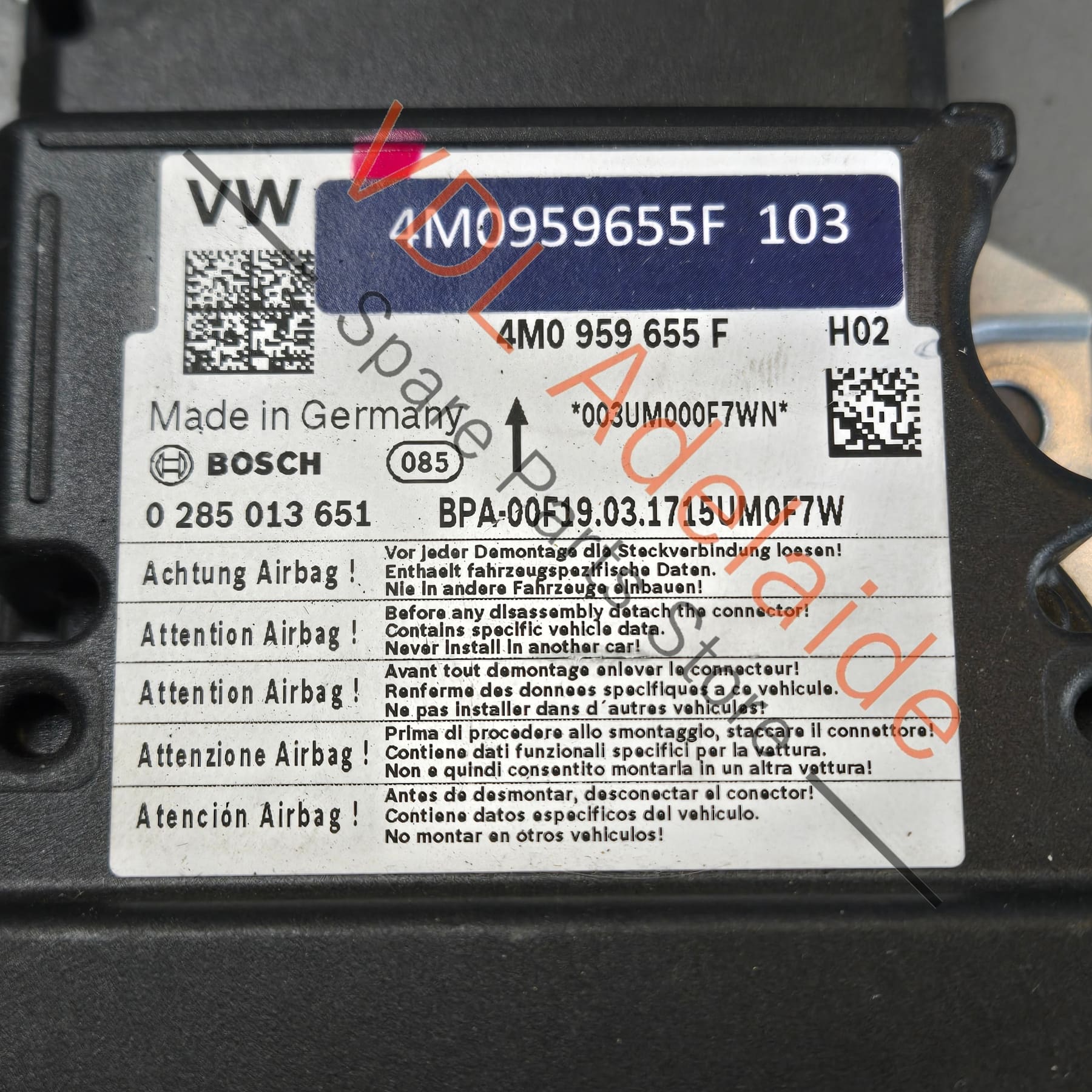 4M0959655F    Bentley Bentayga Airbag Control Unit SRS 4M0959655F