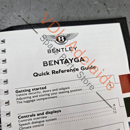 36A012719AB    Bentley Bentayga Owners Book Quick Reference Guide Operating Instructions 36A012719AB