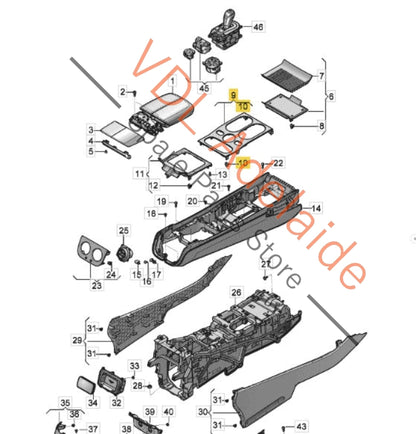 36A864261B    Bentley Bentayga Centre Console Trim Wood Liquid Amber Veneered Interior 36A864261B