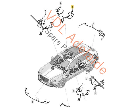 36A971688BN 36A971688CG   Bentley Bentayga Rear Right Drivers Door Wiring Harness Cable 36A971688BN 36A971688CG