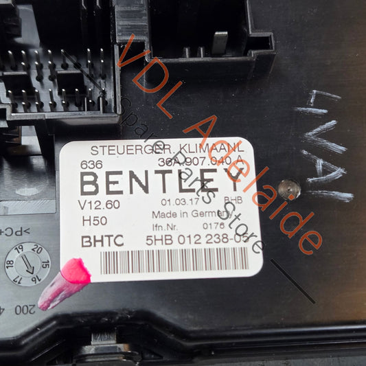 36A907040A    Bentley Bentayga Control Unit for Air Conditioning 36A907040A