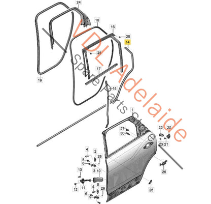 36A839120    Bentley Bentayga Rear Door Rubber Gasket Seal Right Side 36A839120