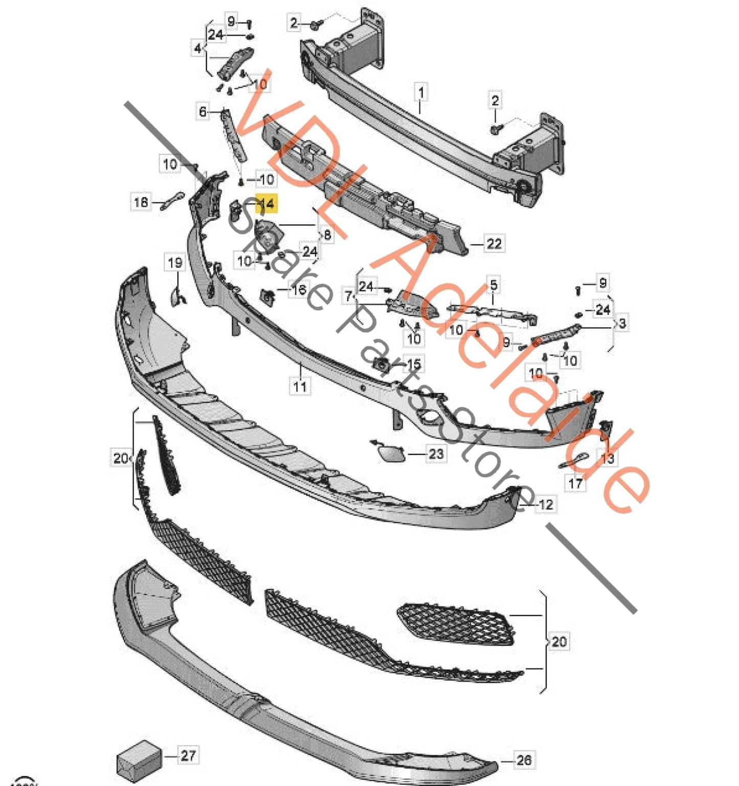 36A807164A    Bentley Bentayga Parking Sensor Mounting Bracket 36A807164A Front Bumper Outer Right