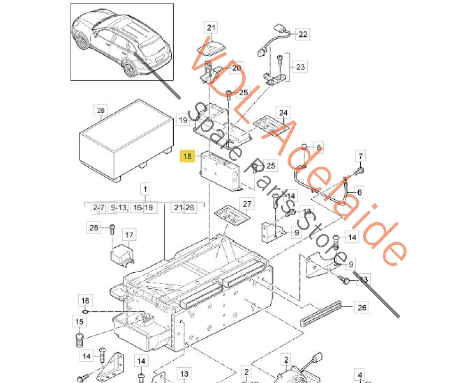7P0915182D 958618182X   Porsche Cayenne Hybrid Battery Controller Control Module 7P0915182D 958618182X