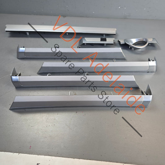95855540901GR4 95855541001GR4   Porsche Cayenne 958 Set of Brushed Aluminium Dashboard & Door Trim Inserts