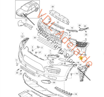 7P5807681C 95850568111  Porsche Cayenne GTS 92A 958 958.1 Front Bumper Grille Left 7P5807681C