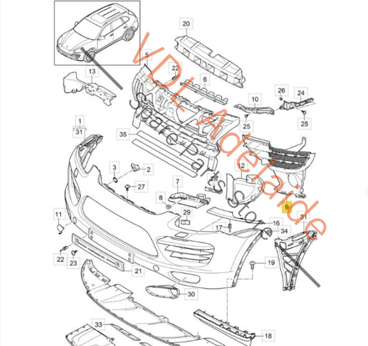7P5807681C 95850568111  Porsche Cayenne GTS 92A 958 958.1 Front Bumper Grille Left 7P5807681C