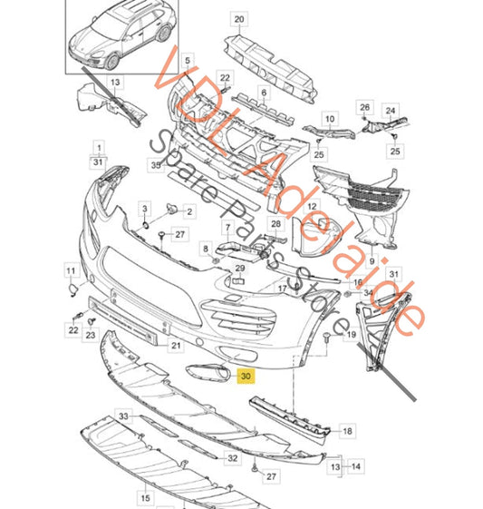 7P5807593   Porsche Cayenne GTS Front Bumper Fog Light Surround Trim Left 7P5807593 95850509300