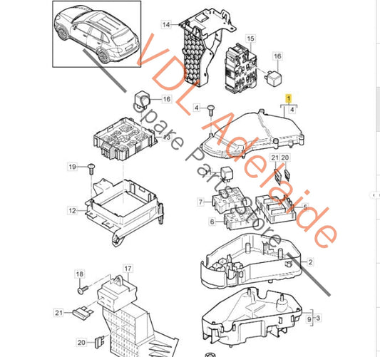 7L0937576B   Porsche Cayenne 92A 958 Touareg Q7 Cover for Fuse Panel and ECU 7L0937576B