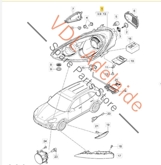958941030AL 7P5941032BF 95863128400 Porsche Cayenne GTS 92A Right Headlight Xenon Dynamic 958941030AL 95863128400 7P5941032BF