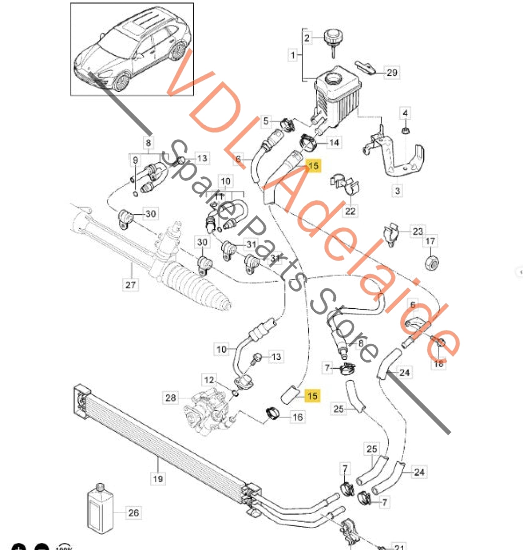 7P5422881C 95834742220  Porsche Cayenne 92A 958 Power Steering Pump Hose Pipe 7P5422881C 95834742220