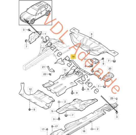 7P0825949A 95850494900  Porsche Cayenne 92A 958 Underbody Guard Frame Bracket 7P0825949A