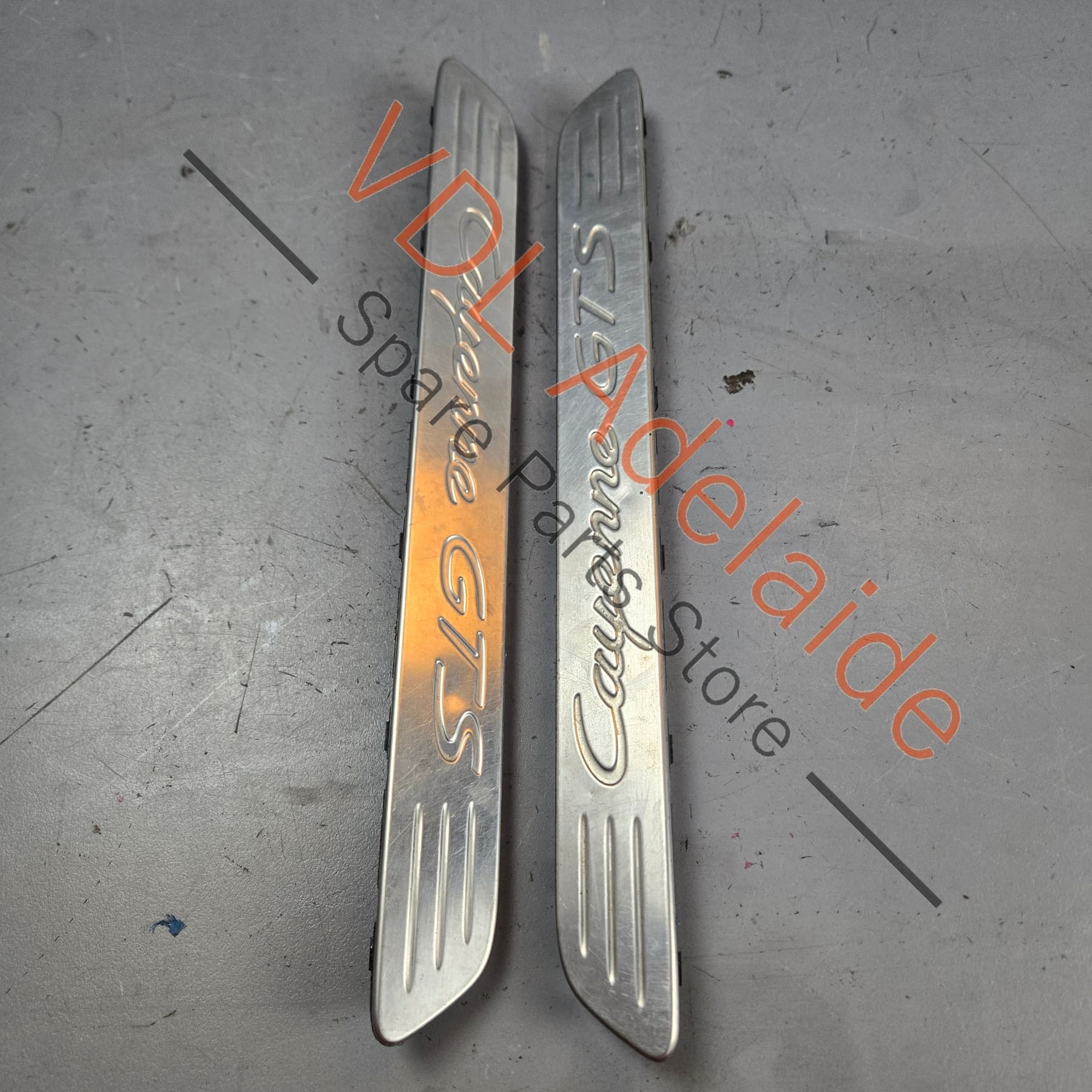 95855546703 958555467036M7 958555467046M7 Porsche Cayenne GTS 92A 958 Pair of Front Door Entry Inscription Trims Treads 95855546703 6M7