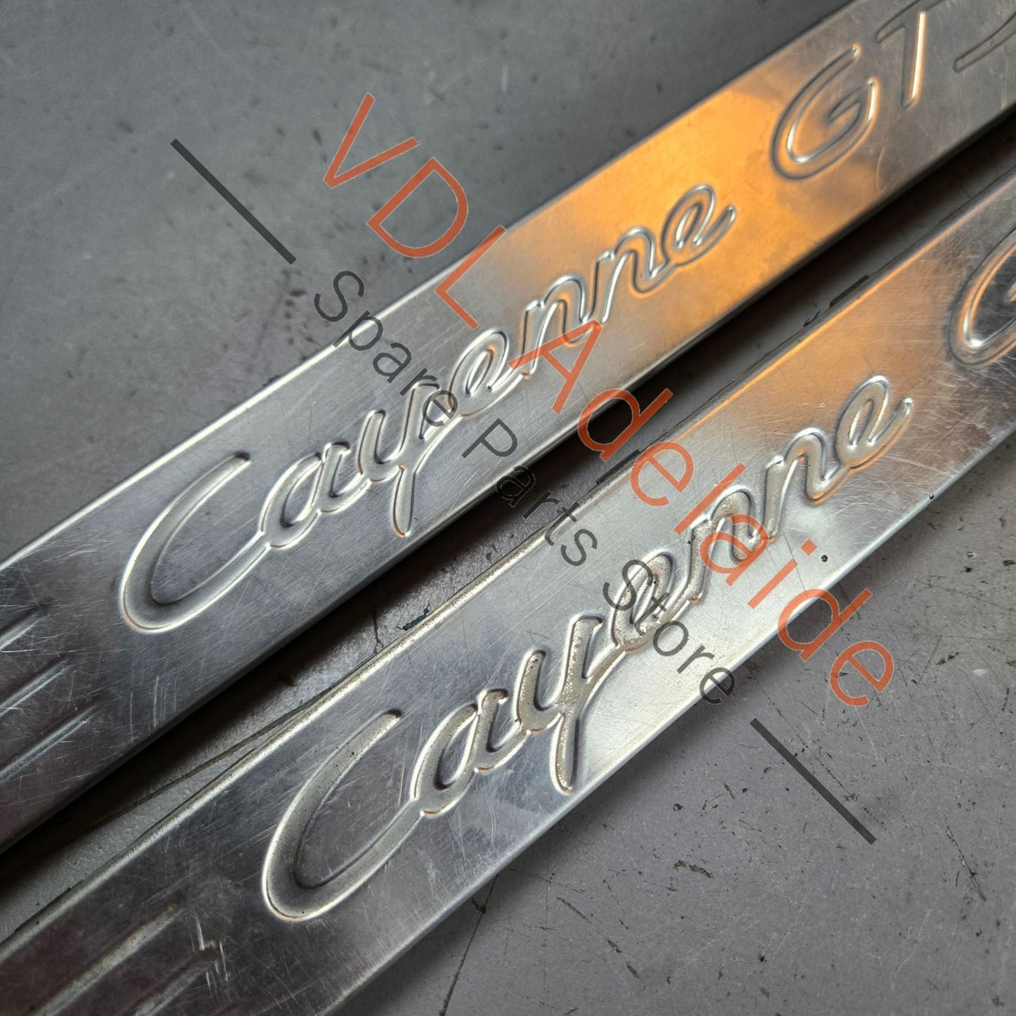 95855546703 958555467036M7 958555467046M7 Porsche Cayenne GTS 92A 958 Pair of Front Door Entry Inscription Trims Treads 95855546703 6M7