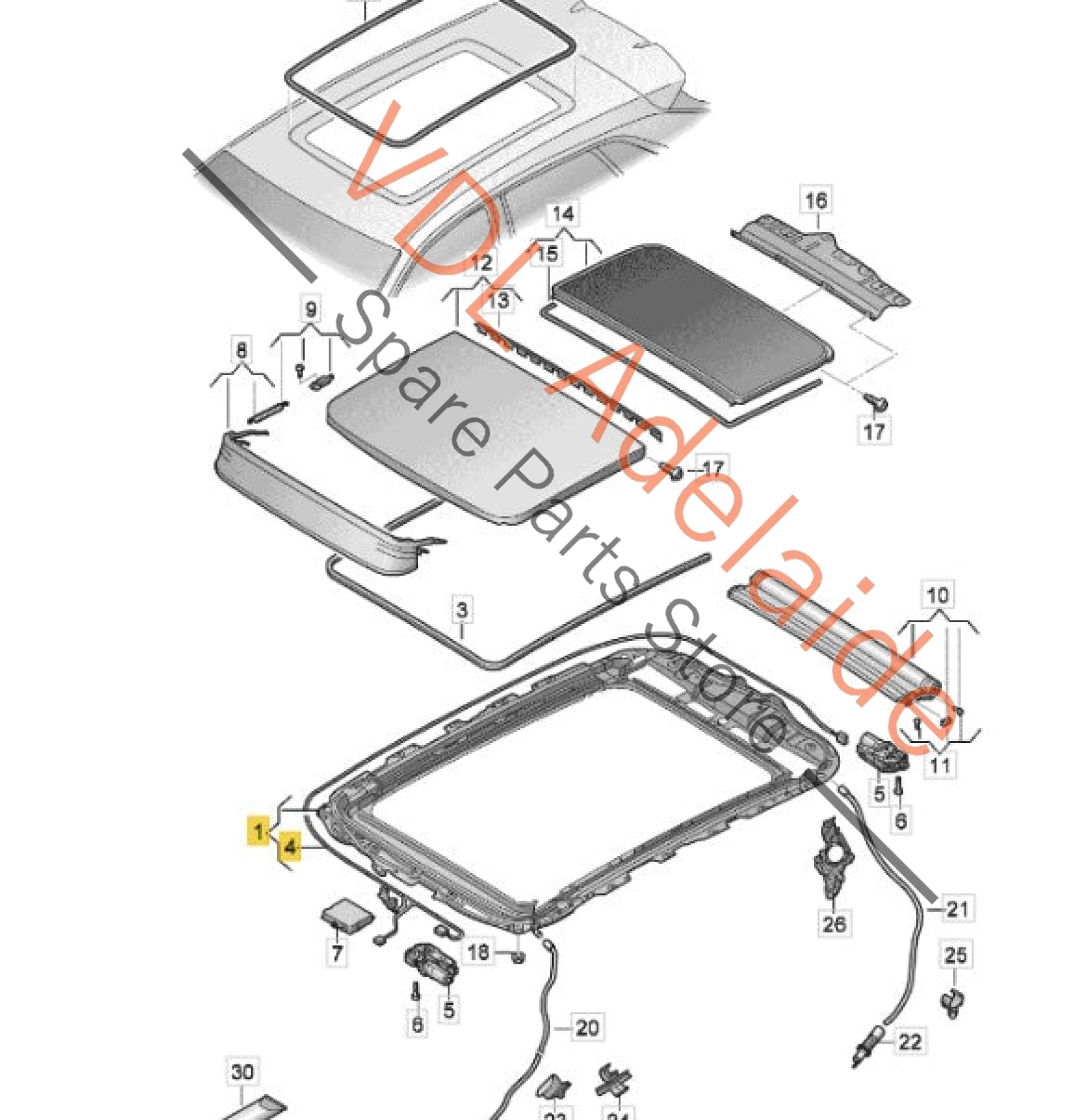 83A877041 4M8877049  Audi Q3 RSQ3 F3 Panoramic Glass Roof Track Frame 4M8877049 83A877041