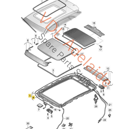 83A877041 4M8877049  Audi Q3 RSQ3 F3 Panoramic Glass Roof Track Frame 4M8877049 83A877041