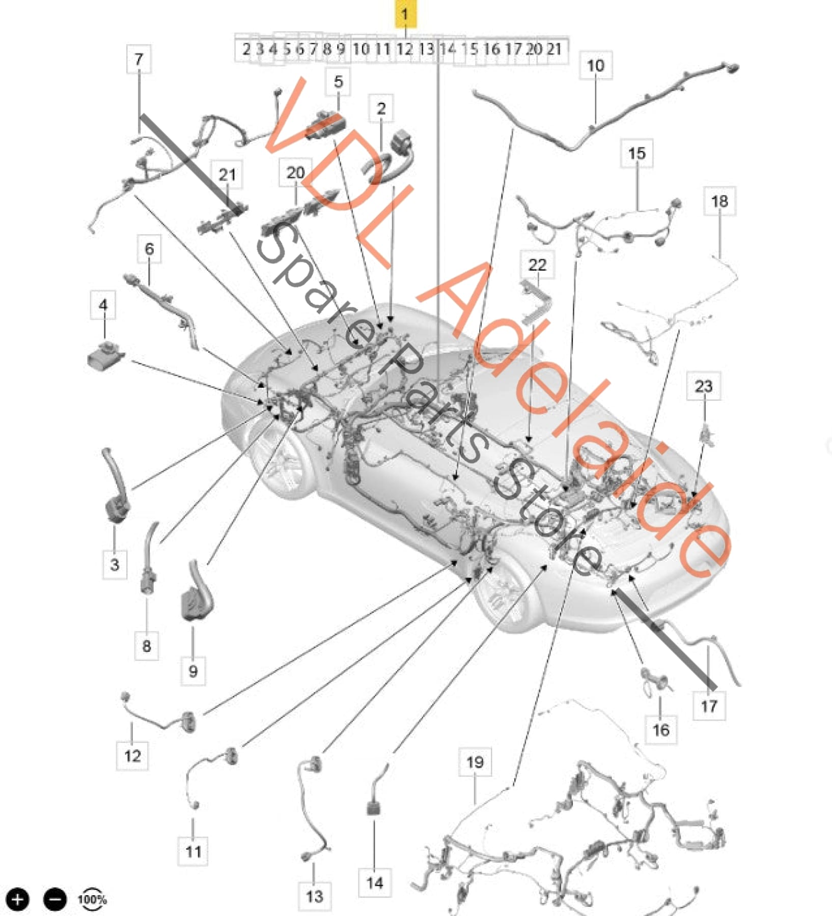99161290100    Porsche 911 991.1 Main Vehicle Body Wiring Loom Harness (suit Manual, RHD, Burmester)