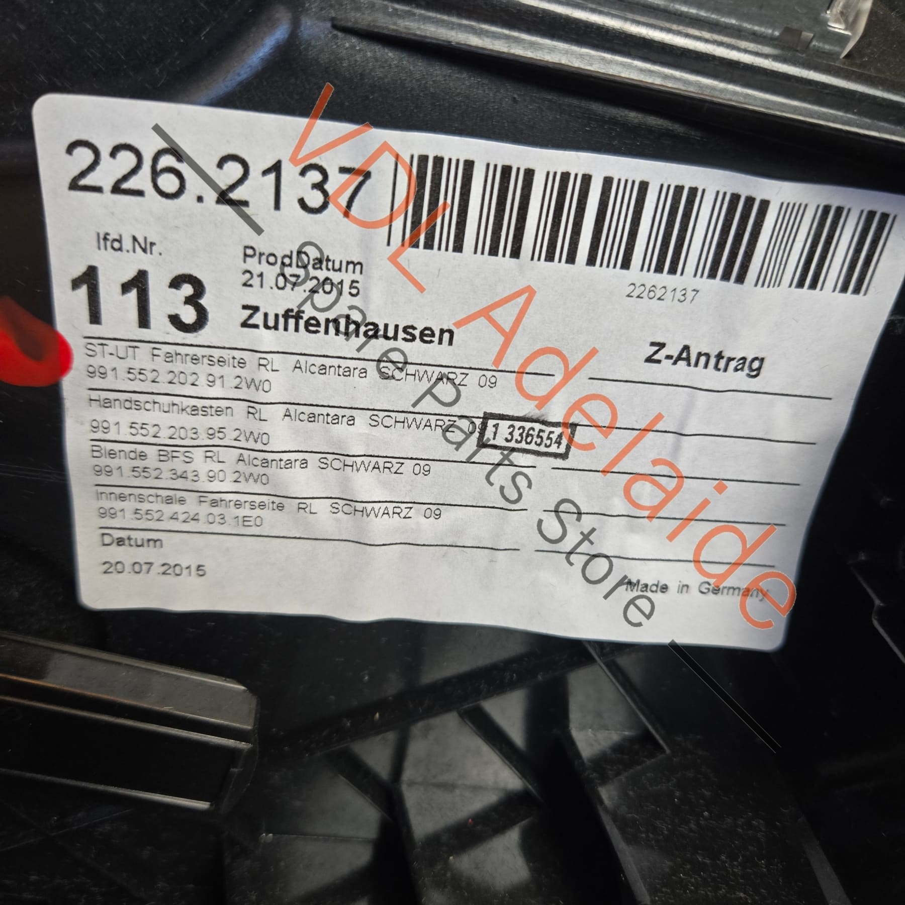 991552203922W0 991552202912W0   Porsche 911 991 Alcantara Lower Dashboard Set Glovebox for RHD 99155220392 2W0 99155220291 2W0