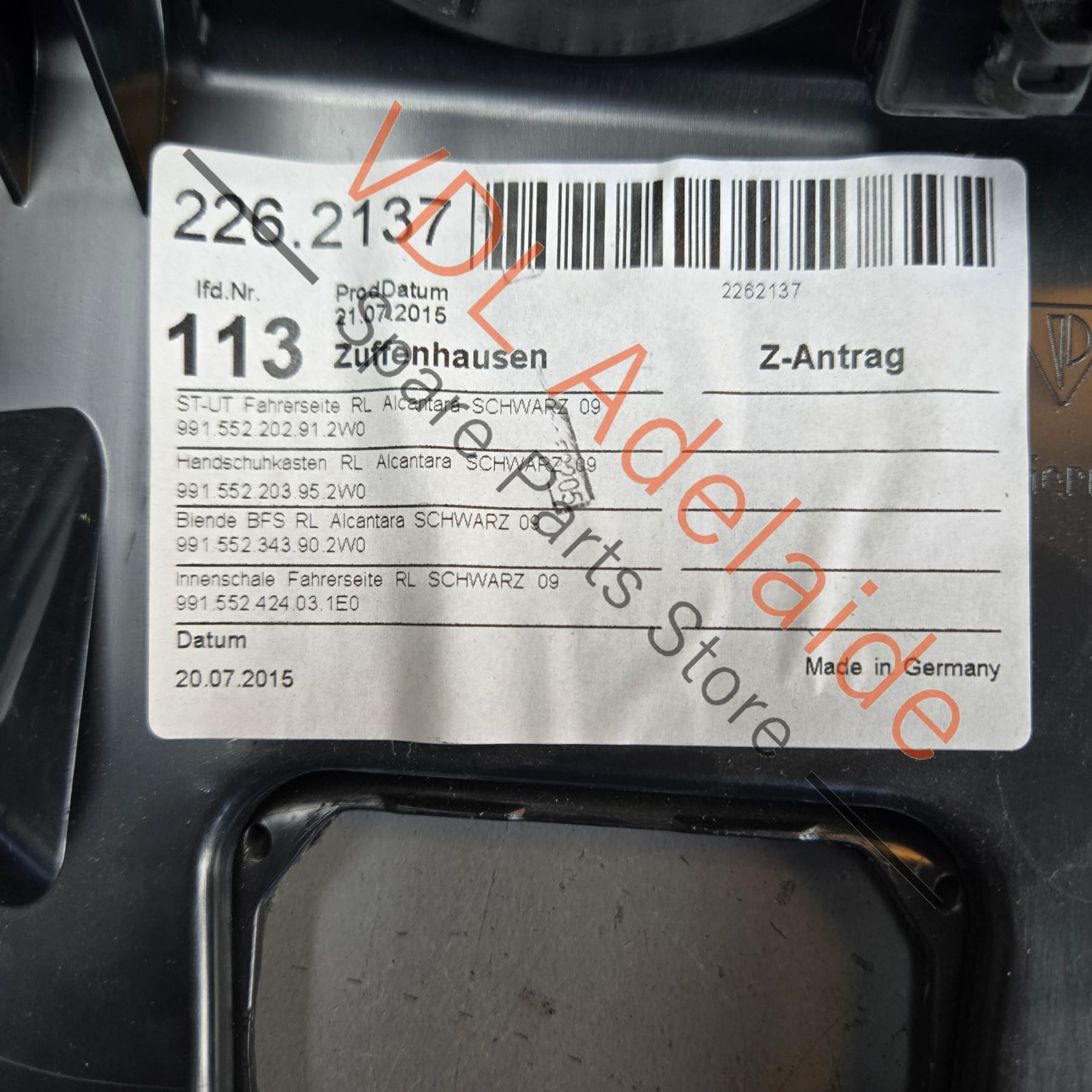991552203922W0 991552202912W0   Porsche 911 991 Alcantara Lower Dashboard Set Glovebox for RHD 99155220392 2W0 99155220291 2W0
