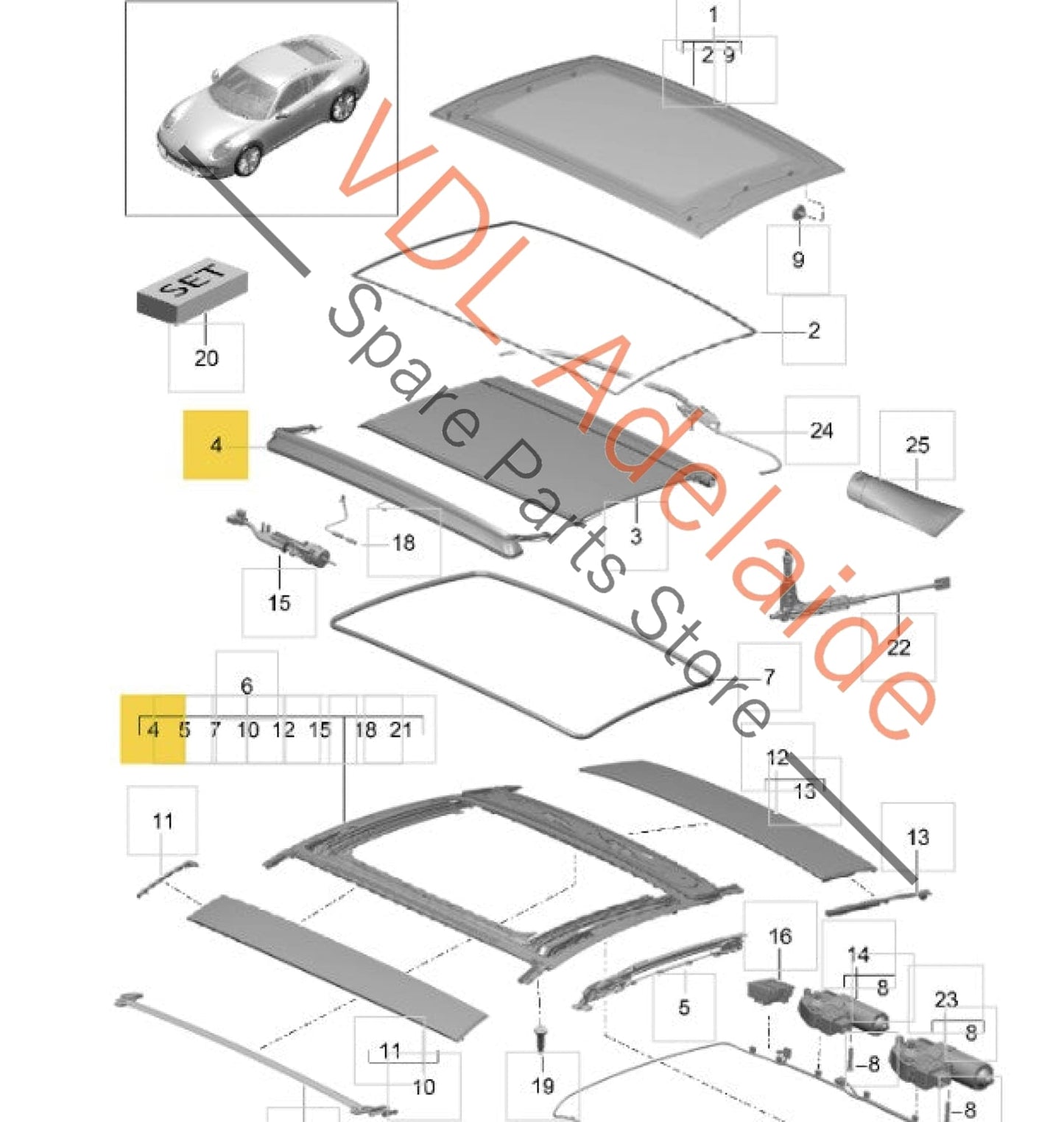 9P1898511 99156616100   Porsche 911 991 Sunroof Wind Shield Deflector 99156616100 9P1898511