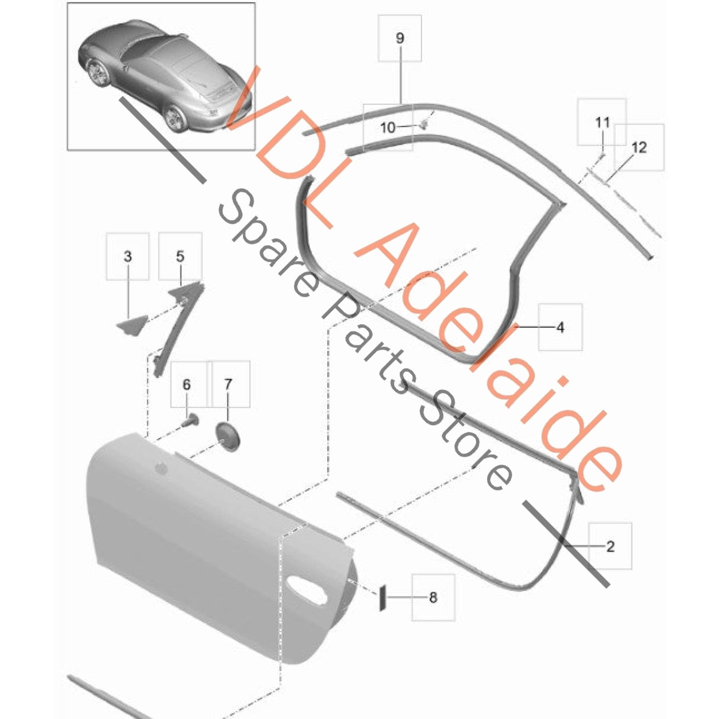 9915374810203C 99153748102   Porsche 911 991 Drip Rail Exterior Window Frame Trim Roof 99153748102 03C