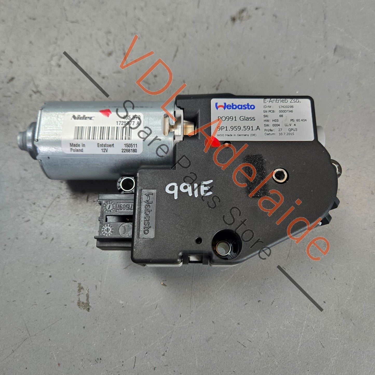 9P1959591A 99162491100   Porsche 911 991 Glass Roof Sliding Motor 9P1959591A 99162491100