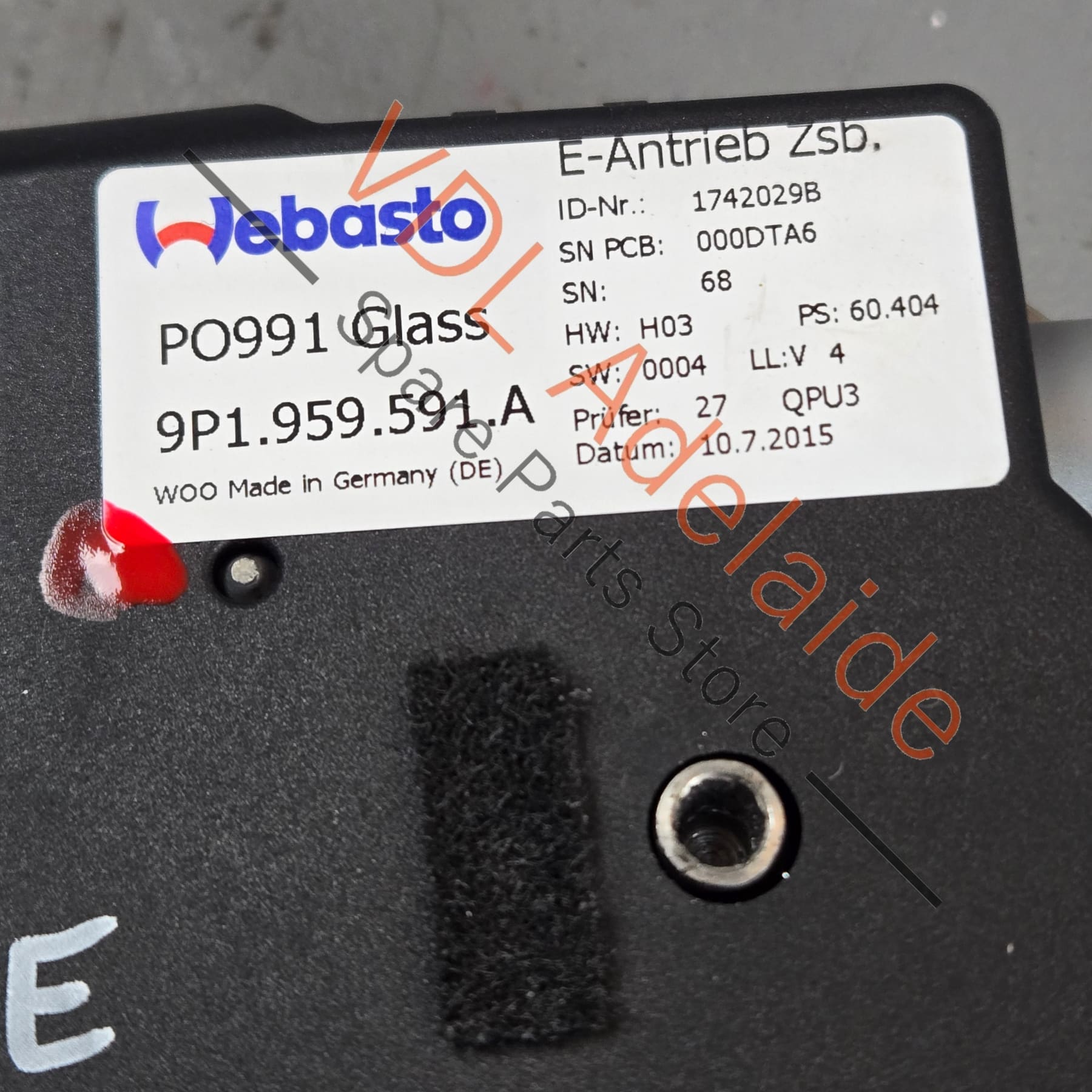 9P1959591A 99162491100   Porsche 911 991 Glass Roof Sliding Motor 9P1959591A 99162491100