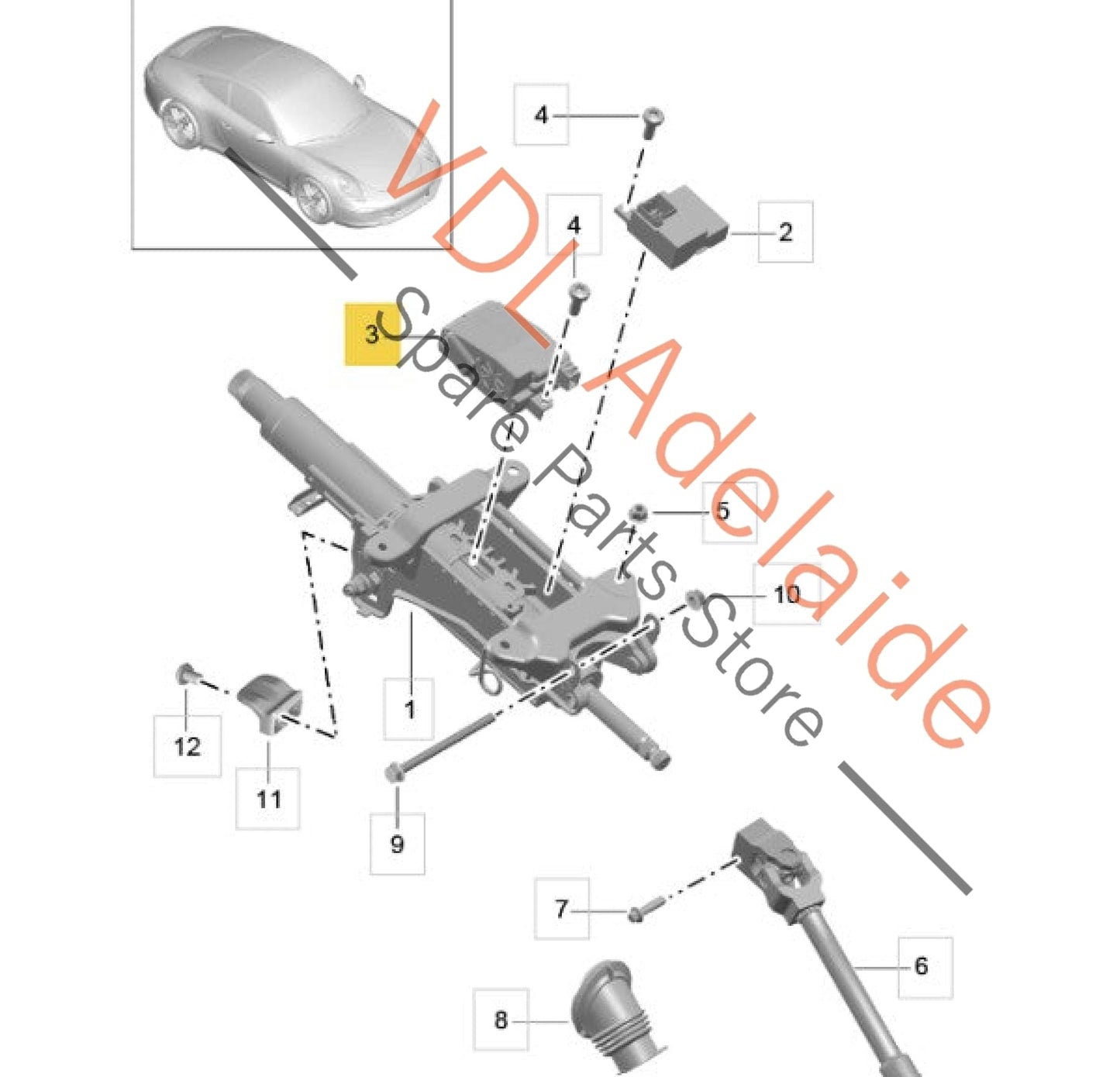7PP905852C    Porsche 911 991 Electric Steering Column Lock Module 7PP905852C