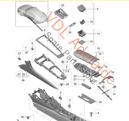 99155326301 99155314300   Porsche 911 Centre Console Backing Plate Trim Interior 99155326301 99155314300