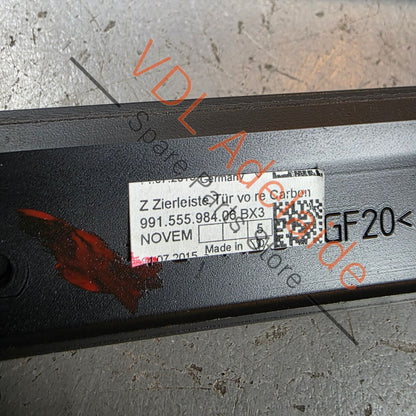 99155298121BX3 99155398102BX3   Porsche 911 991 Carbon Dash & Door Trim Interior Kit Genuine OEM