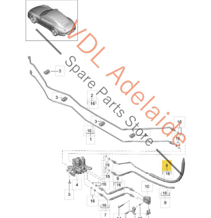 0PB616734B 9A135923504 9P1616733B  Porsche 911 PDCC Hydraulic Pressure Line Set Banjo 0PB616734B 9A135923504 99135923703 9P1616733B
