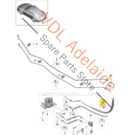 0PB616734B 9A135923504 9P1616733B  Porsche 911 PDCC Hydraulic Pressure Line Set Banjo 0PB616734B 9A135923504 99135923703 9P1616733B
