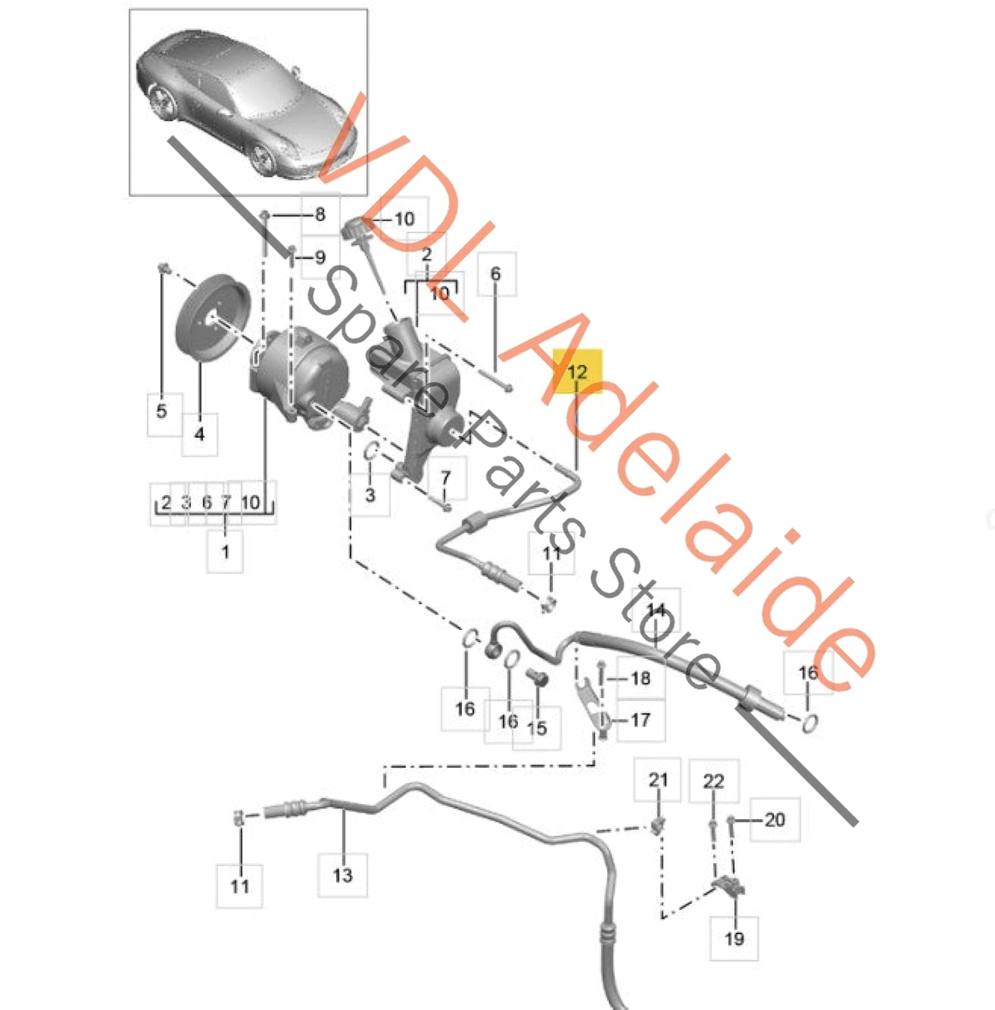 9A135922902    Porsche 911 PDCC Hydraulic Return Line 9A135922902