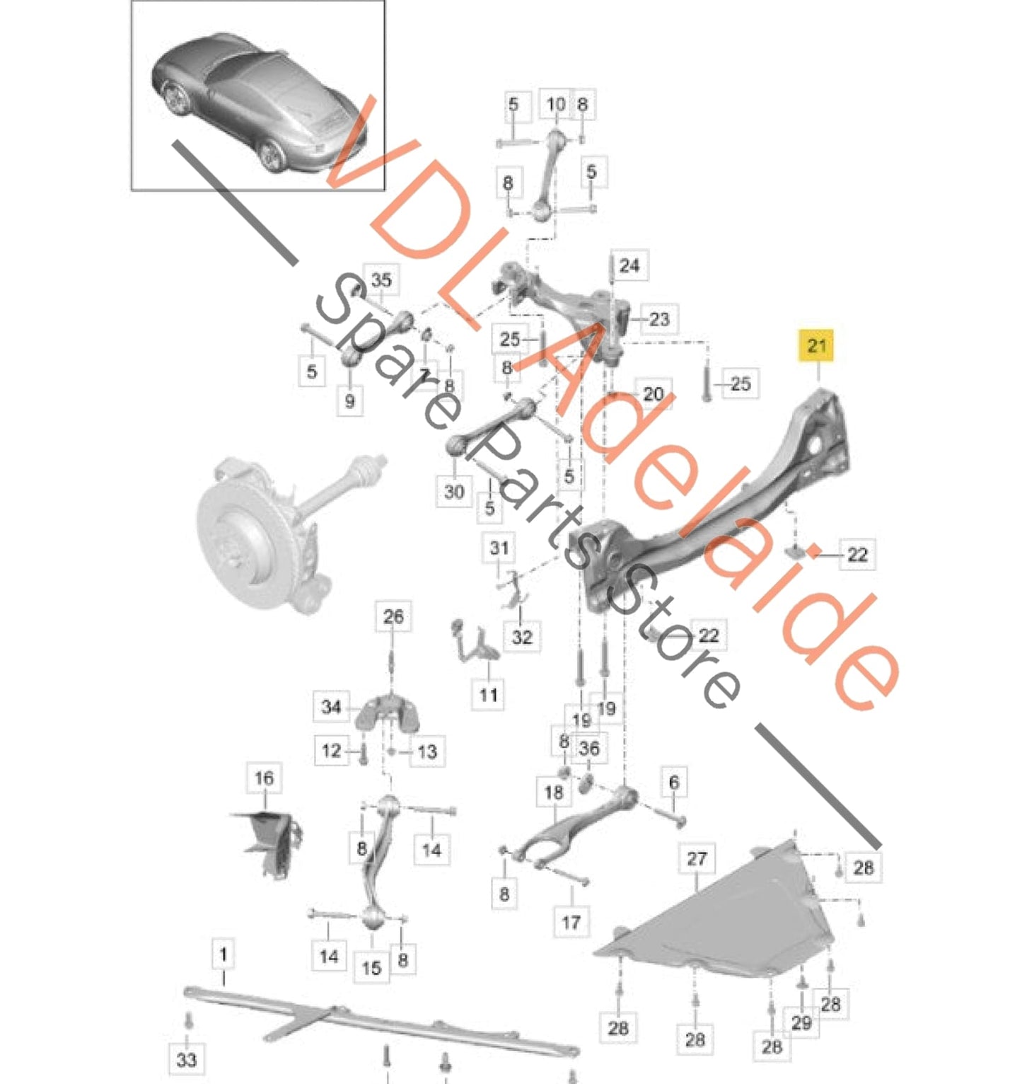 99133126106    Porsche 911 991 Rear Suspension Crossmember 99133126106