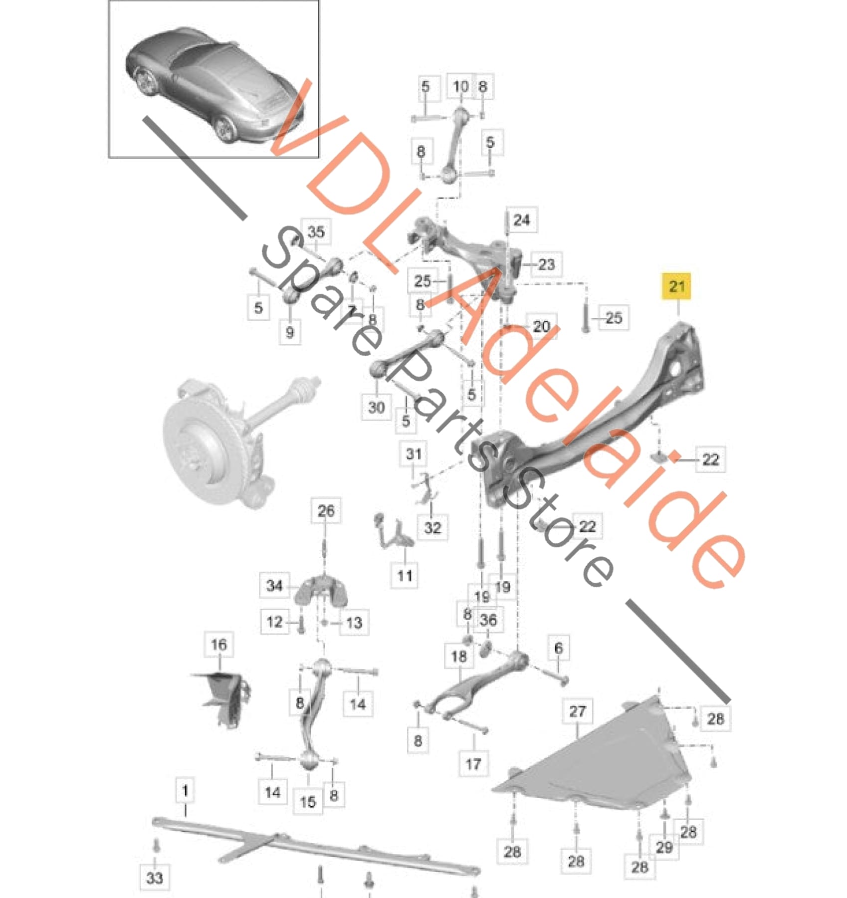 99133126106    Porsche 911 991 Rear Suspension Crossmember 99133126106