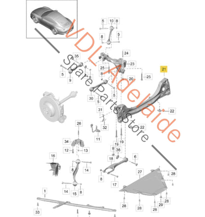 99133126106    Porsche 911 991 Rear Suspension Crossmember 99133126106