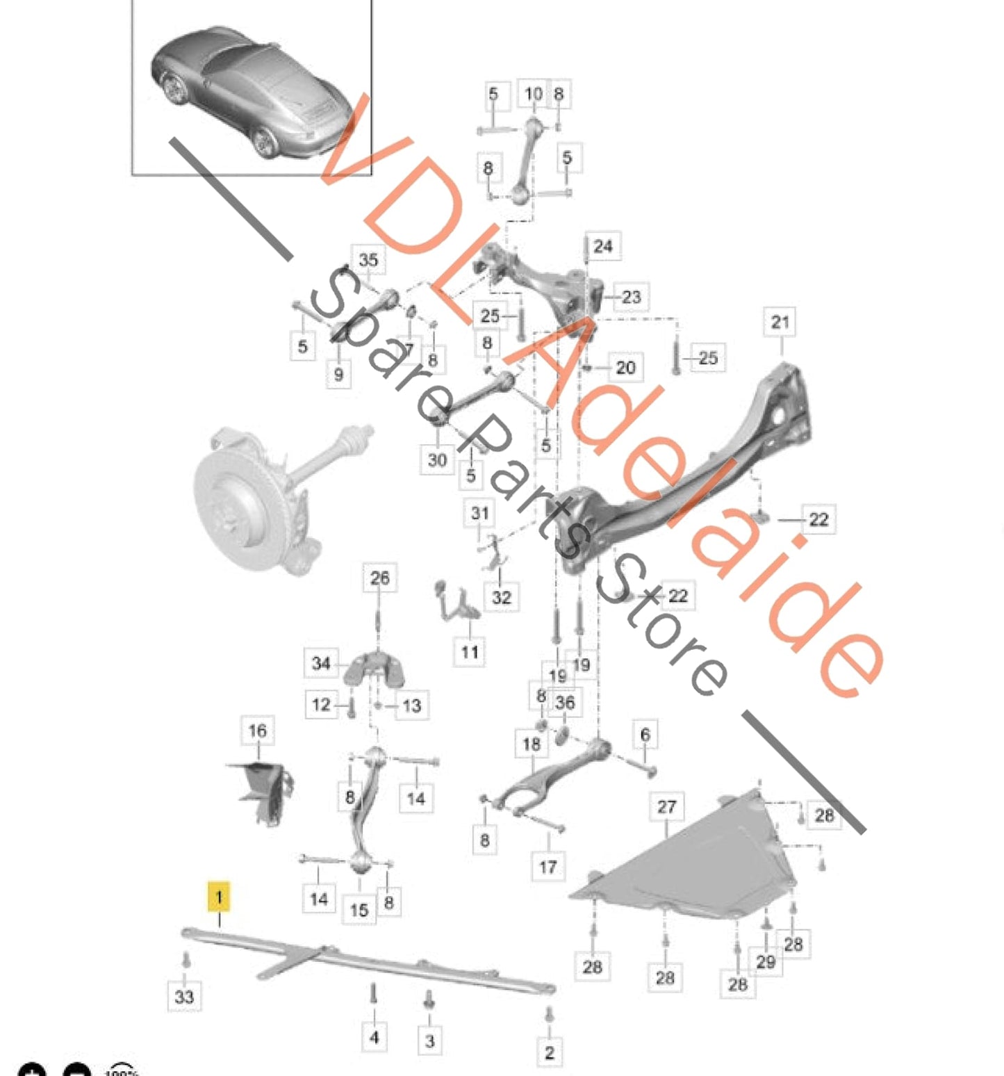99133108107    Porsche 911 991 Coupe Rear Suspension Cross Brace Left 99133108107