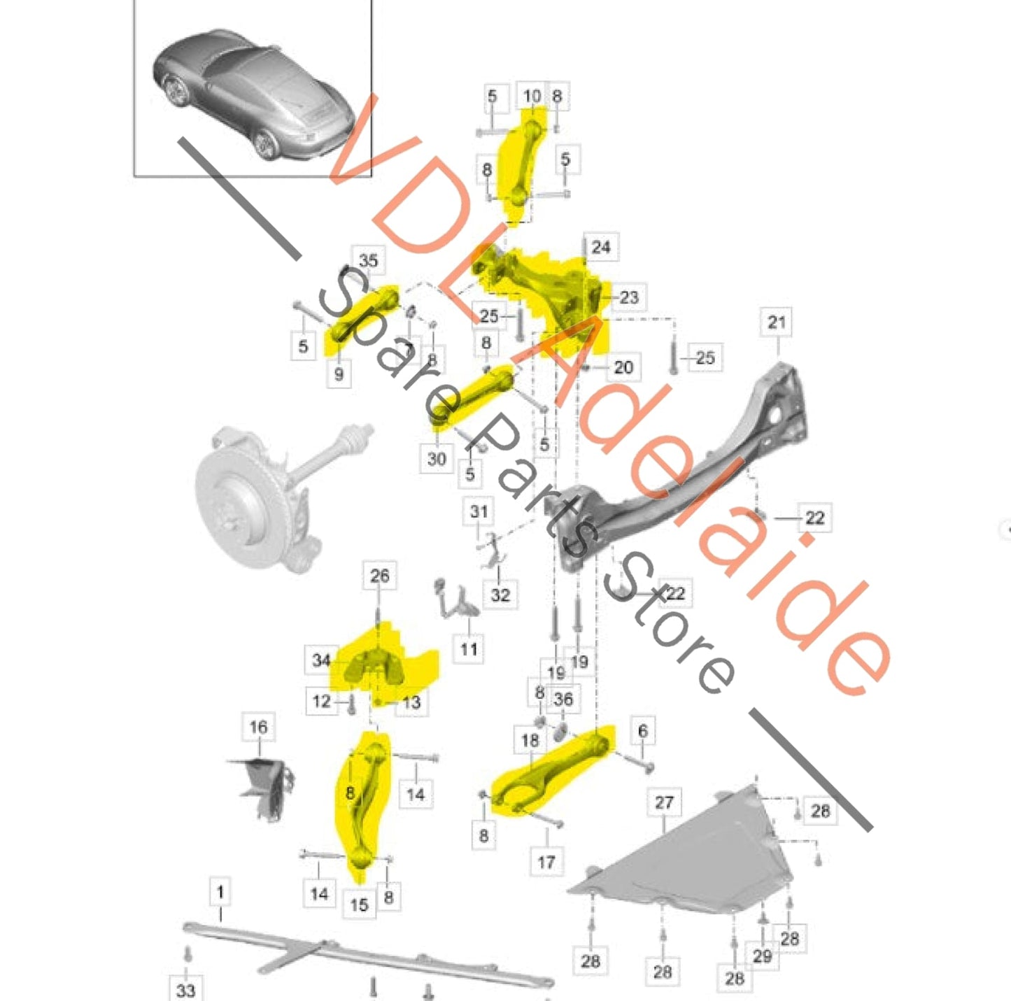 99133115111 9P1505223B 99133105321 99133104703 Porsche 911 991 Right Left Suspension Arm Assembly Upper & Lower Control Arms