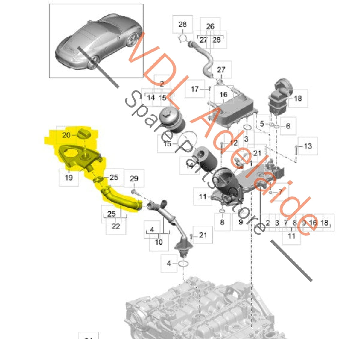 99110727303 9P1115423A  Porsche 911 991 Oil Filler Neck & Cap 99110727303 9P1115423A