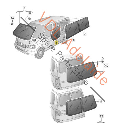 7H0845202D    VW Multivan Transporter T5 Right Front Door Glass