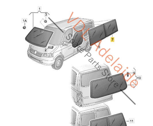 7H1845331BF 7E1845331FNVB 7E1845331F 7H1845331BE VW Multivan Transporter T5 Rear Left Side Glass Dark Tint for SWB Models