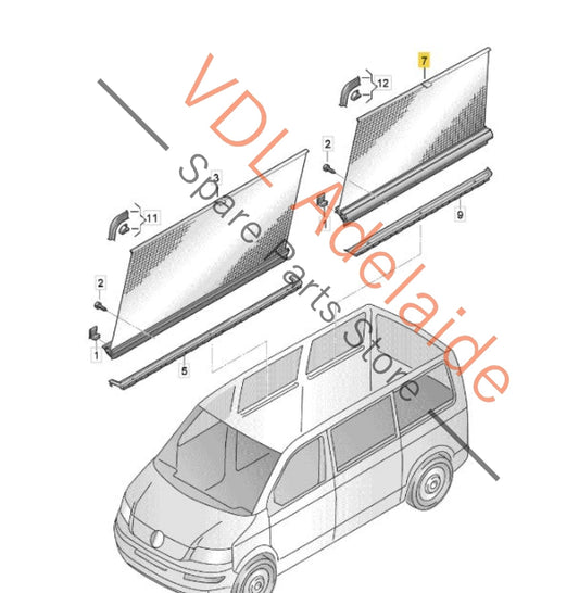 7H5861329B 7H5861330B   VW Multivan Transporter T5 Rear Roller blind kit Genuine OEM With Door Trim set Highline