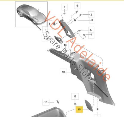 99155505000 991555050001  Porsche 911 Rear Right Interior Trim Speaker Cover 99155505000 1E0