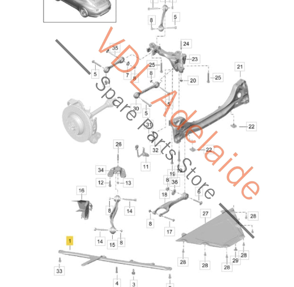 99133108207 99133108206 99133108205 Porsche 911 991 Right Rear Suspension Brace 99133108205