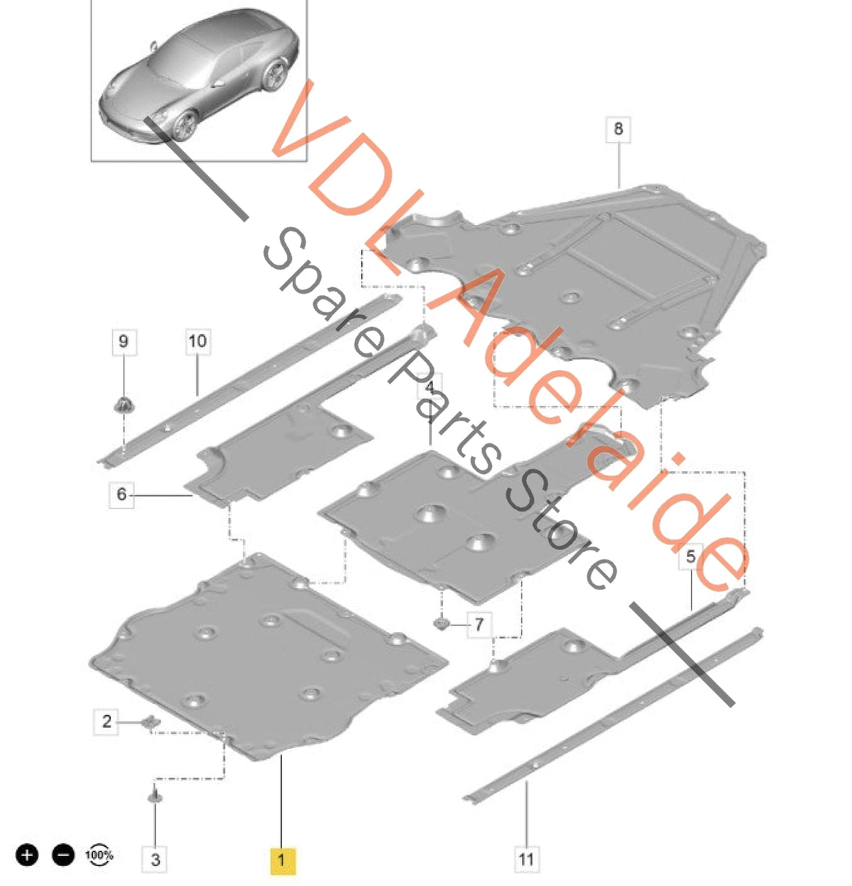 99150460100 99150460109  Porsche 911 991 Front Tub Underbody Protection Guard 99150460100
