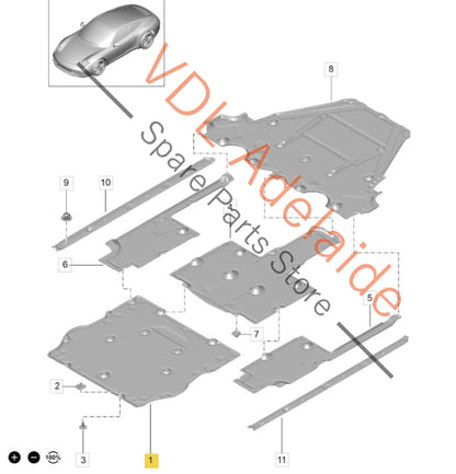 99150460100 99150460109  Porsche 911 991 Front Tub Underbody Protection Guard 99150460100
