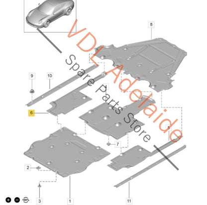 99150460600   Porsche 911 991 Right Middle Underbody Protection Guard 99150460600